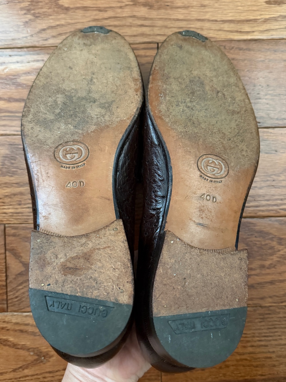 GUCCI WOMEN’S CLASSIC HORSEBIT OSTRICH LOAFERS BROWN Sz EU 40 US 10 - Picture 9 of 11